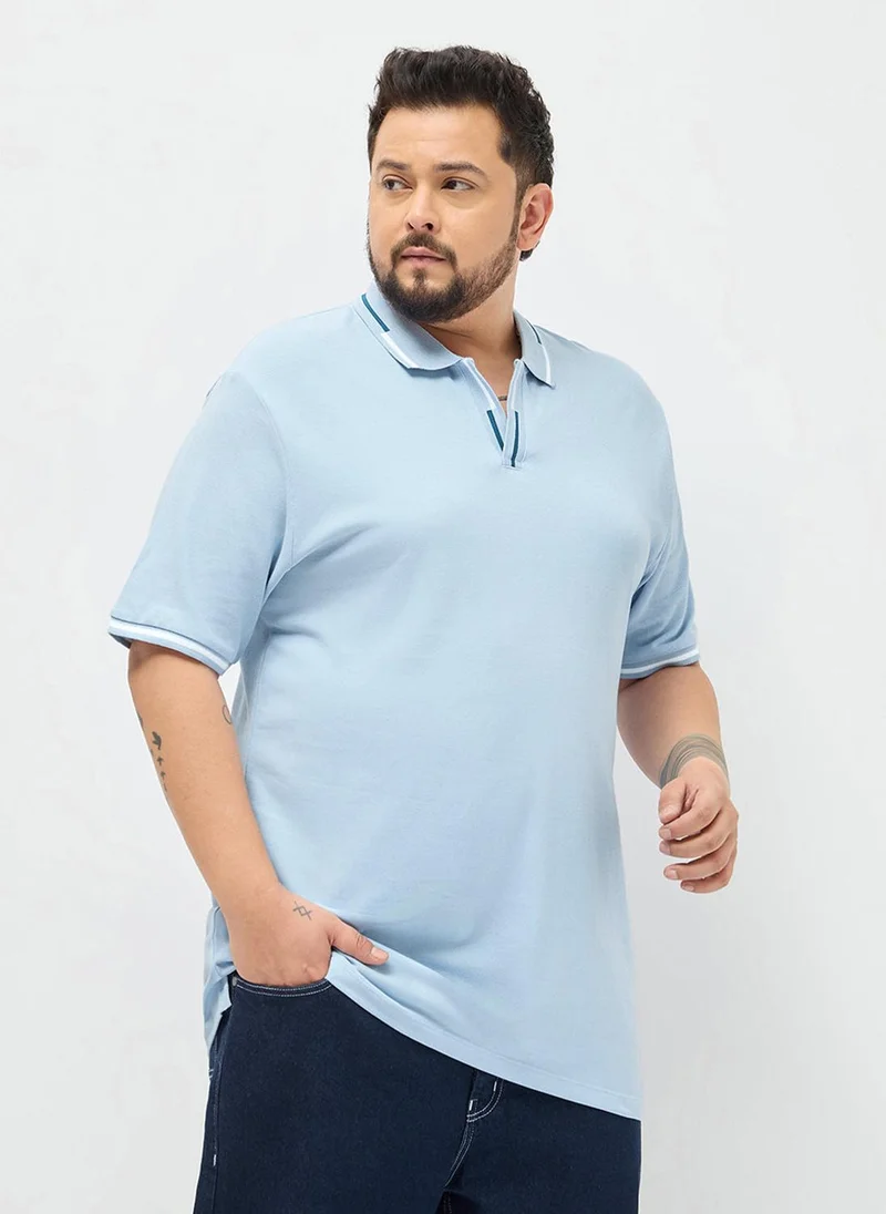 Urbano Fashion Urbano Plus Men's Light Sky Blue Solid Regular Fit Half Sleeve Cotton Polo T-Shirt